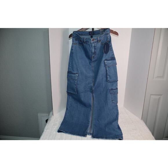 Scoop Women's Denim Cargo Maxi Skirt, Size 2 - Picture 1 of 8